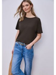 Street One Koszulka w kolorze granatowym rozmiar: 46. Brązowe bluzki damskie Street One, bez wzorów, street, bez kołnierzyka, bez ramiączek. Za 91.99 zł.