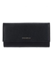 COCCINELLE Skórzany portfel w kolorze czarnym - 19 x 10 cm rozmiar: onesize. Czarne portfele damskie Coccinelle, bez wzorów, z materiału. Za 536.95 zł.