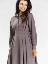 Sukienka Model A668 Taupe - awama. Szare sukienki damskie Awama, bez wzorów, z elastanu, biznesowe, bez ramiączek. Za 398.95 zł.