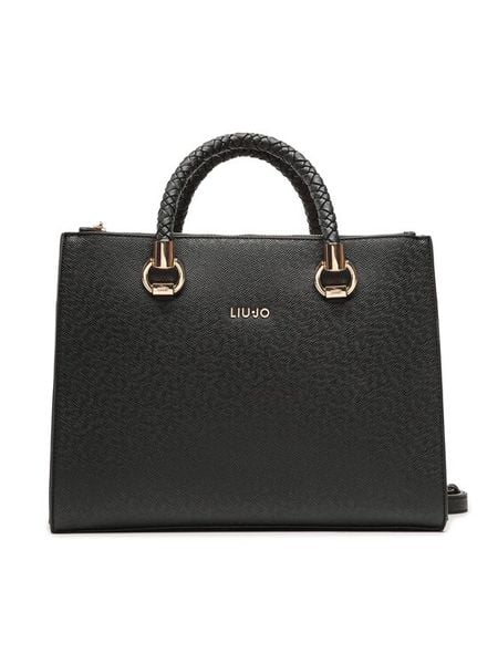Liu Jo Torebka M Satchel Double AXX010 E0087 Czarny. Czarne torebki klasyczne damskie Liu Jo, ze skóry, bez dodatków. Za 439.99 zł.