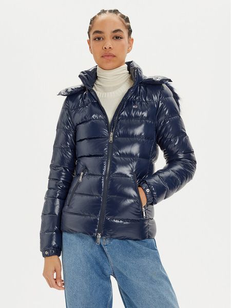 Tommy Jeans Kurtka puchowa DW0DW19926 Granatowy Regular Fit. Niebieskie kurtki damskie Tommy Jeans, xs, bez wzorów, z jeansu, bez kaptura. Za 1,099.00 zł.