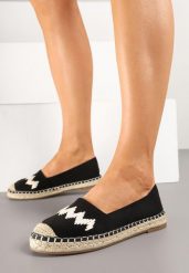 Czarne Espadryle z Plecionką i Motywem Zygzaków Sdivaria. Czarne espadryle damskie Born2be, bez wzorów, bez obcasa. Za 74.99 zł.