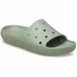 Klapki Dla Dorosłych Crocs Classic Slide V2. Czarne klapki damskie Crocs, bez wzorów, z materiału, bez obcasa, bez zapięcia. Za 111.99 zł.