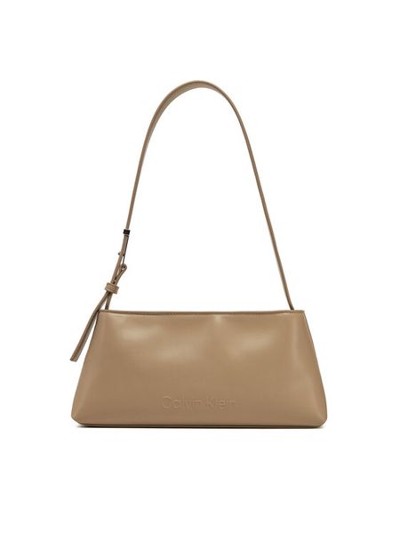 Calvin Klein Torebka Embossed Logo Shoulder Bag K60K612550 Beżowy. Brązowe torebki klasyczne damskie Calvin Klein, ze skóry, bez dodatków. Za 359.99 zł.