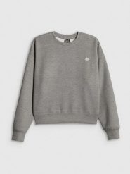 4F Bluza dresowa regular bez kaptura damska - szara XS. Szare bluzy damskie 4F, xs, bez wzorów, z dresówki, bez kaptura. Za 159.99 zł.