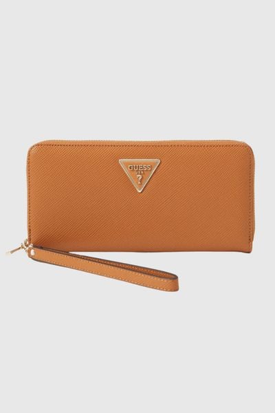 GUESS Brązowy duży portfel damski Laurel. Brązowe portfele damskie Guess, z aplikacjami, ze skóry ekologicznej. W wyprzedaży za 195.99 zł.