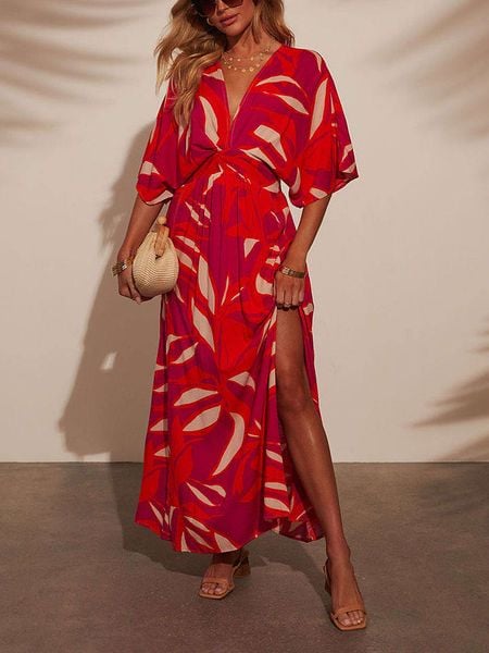 LA Angels Sukienka w kolorze kremowo-fioletowo-czerwonym rozmiar: L. Brązowe sukienki damskie LA Angels, bez wzorów, z wiskozy, bez ramiączek. Za 170.47 zł.