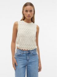 Vero Moda Bluzka Bali 10302924 Écru Regular Fit. Bluzki damskie Vero Moda, l, bez wzorów, z bawełny, bez kołnierzyka, bez ramiączek. W wyprzedaży za 59.99 zł.