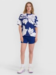 4F Spodenki dresowe z dzianiny waflowej damskie - granatowe XL. Niebieskie szorty damskie 4F, bez wzorów, z bawełny. W wyprzedaży za 49.99 zł.