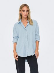 ONLY Koszula w kolorze błękitnym rozmiar: XL. Niebieskie koszule damskie Only, xl, bez wzorów, bez kołnierzyka, bez ramiączek. Za 118.56 zł.