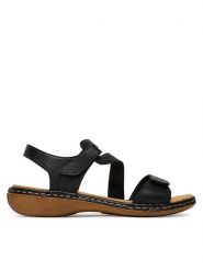 Rieker Sandały CEO-659C7-00 Czarny. Czarne sandały damskie Rieker, bez wzorów, ze skóry, bez obcasa, na płaskiej podeszwie, bez zapięcia. Za 319.99 zł.