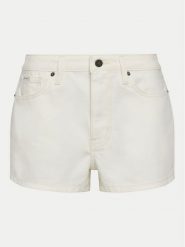 Guess Jeans Szorty jeansowe W5GD0Y D5M62 Biały Regular Fit. Białe szorty damskie Guess Jeans, z aplikacjami, z bawełny. Za 159.99 zł.
