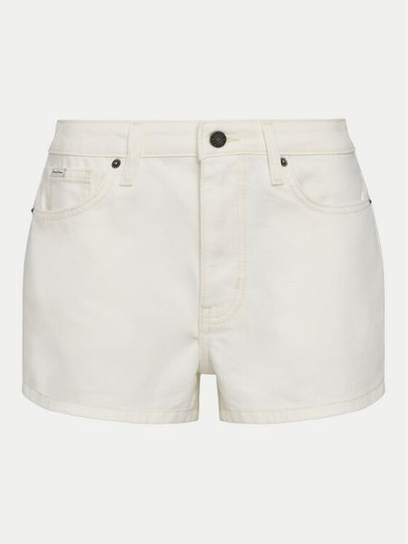 Guess Jeans Szorty jeansowe W5GD0Y D5M62 Biały Regular Fit. Białe szorty damskie Guess Jeans, z aplikacjami, z bawełny. Za 169.99 zł.