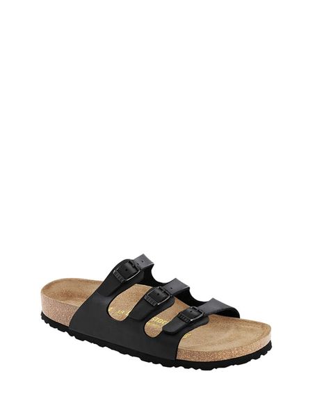 Birkenstock Klapki "Florida" w kolorze czarnym rozmiar: 37. Czarne klapki damskie Birkenstock, bez wzorów, z otwartym noskiem, bez obcasa, bez zapięcia. Za 410.94 zł.