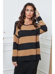 So Cachemire Sweter "Epi" w kolorze czarno-jasnobrązowym rozmiar: XL. Brązowe swetry klasyczne damskie So Cachemire, xl, z kaszmiru, bez kołnierzyka. Za 192.33 zł.