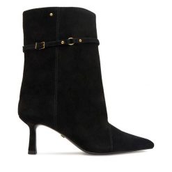 Botki GINO ROSSI. Czarne botki damskie Gino Rossi, bez obcasa, na szpilce, bez zapięcia. Za 399.99 zł.