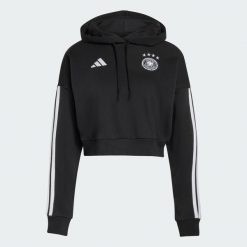 Bluza z kapturem Niemcy DNA. Czarne bluzy damskie Adidas, l, bez wzorów, z bawełny, z kapturem. Za 259.00 zł.
