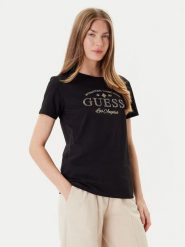 Guess T-Shirt V5YI13 J1314 Czarny Regular Fit. Czarne t-shirty damskie Guess, m, z aplikacjami, z bawełny, bez kołnierzyka. Za 119.99 zł.