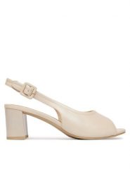 Caprice Sandały 9-28307-46 Kremowy. Białe sandały damskie Caprice, bez wzorów, ze skóry, bez obcasa, na słupku, bez zapięcia. Za 221.99 zł.