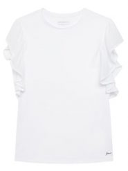 Guess Bluzka J6RI14 K6YW4 Biały Regular Fit. Białe bluzki i koszule dziewczęce Guess, z aplikacjami, z bawełny, bez kołnierzyka, bez ramiączek. Za 119.99 zł.