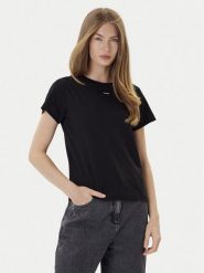 PINKO T-Shirt Basico 100373 A2RE Czarny Regular Fit. Czarne t-shirty damskie Pinko, s, bez wzorów, z bawełny, bez kołnierzyka. Za 269.99 zł.