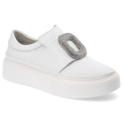 Białe Sneakersy Artiker Modne Wsuwane Obuwie Damskie. Białe obuwie sportowe damskie Artiker, na wiosnę, z gumy, bez zapięcia. Za 239.00 zł.
