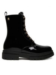 Tommy Hilfiger Trzewiki T4A5-34026-0775 D Czarny. Czarne botki damskie Tommy Hilfiger, ze skóry, bez obcasa, na płaskiej podeszwie, bez zapięcia. Za 509.99 zł.
