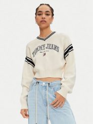 Tommy Jeans Sweter Varsity DW0DW18692 Écru Regular Fit. Swetry klasyczne damskie Tommy Jeans, l, z bawełny, bez kołnierzyka. Za 269.99 zł.