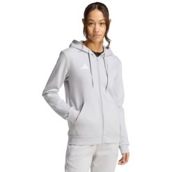 Bluza damska adidas Entrada 26 Full Zip Hoodie. Szare bluzy damskie Adidas, l, bez wzorów, z bawełny, z kapturem. Za 146.99 zł.