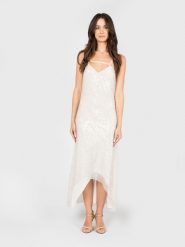 Patrizia Pepe Sukienka | 8A1203/A302 | Kobieta | Biały. Białe sukienki damskie Patrizia Pepe, bez wzorów, z materiału, eleganckie, bez ramiączek. W wyprzedaży za 649.00 zł.
