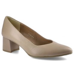 Beżowe Czółenka Espirito Damskie Stylowe Półbuty. Brązowe półbuty damskie Espirito, na wiosnę, bez wzorów, ze skóry, bez obcasa, bez zapięcia. Za 309.00 zł.