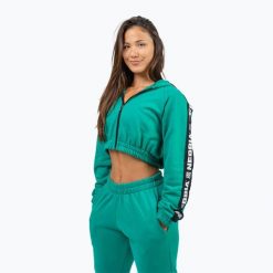 Bluza NEBBIA Crop Hoodie Iconic. Zielone bluzy damskie Nebbia, bez wzorów, bez kaptura. Za 179.99 zł.