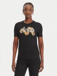 Versace Jeans Couture T-Shirt 80HAHE02 CJ00E Czarny Regular Fit. Czarne t-shirty damskie Versace Jeans Couture, xl, bez wzorów, z bawełny, bez kołnierzyka. Za 659.99 zł.