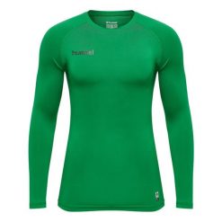Koszulka termoaktywna z długim rękawem dla dorosłych Hummel First Performance. Zielone koszulki damskie Hummel, xl, bez wzorów, z jersey, bez kołnierzyka, bez ramiączek. Za 80.00 zł.