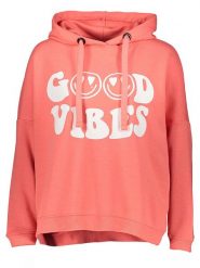 Miss goodlife Bluza "Good vibes" w kolorze koralowym rozmiar: L. Różowe bluzy damskie miss goodlife, l, bez wzorów, z bawełny, z kapturem. Za 188.85 zł.