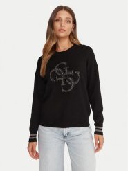 Guess Sweter W5BR42 Z26I2 Czarny Relaxed Fit. Czarne swetry klasyczne damskie Guess, xl, z wiskozy, bez kołnierzyka. Za 369.99 zł.