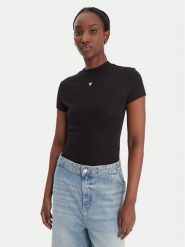 Guess Bluzka W6RP99 KCNH2 Czarny Regular Fit. Czarne bluzki damskie Guess, s, z aplikacjami, z syntetyku, bez kołnierzyka, bez ramiączek. Za 219.99 zł.