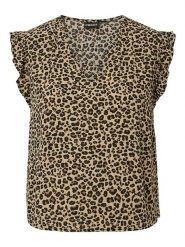 Pieces Bluzka "Pcbarri" w kolorze beżowym rozmiar: XL. Brązowe bluzki damskie Pieces, xl, bez wzorów, bez kołnierzyka, bez ramiączek. Za 74.46 zł.