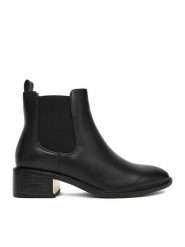 DeeZee Botki 5698 Czarny. Czarne botki damskie DeeZee, z materiału, bez obcasa, na płaskiej podeszwie, bez zapięcia. Za 199.99 zł.