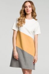 Sukienka sportowa trapezowa bawełniana w paski midi na co dzień. Sukienki damskie Sukienki.shop, bez wzorów, z bawełny, eleganckie, bez ramiączek. Za 149.00 zł.