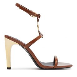 Sandały KARL LAGERFELD. Brązowe sandały damskie KARL LAGERFELD, bez wzorów, bez obcasa, na szpilce, bez zapięcia. Za 749.99 zł.