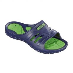 Klapki Beco unisex zielone i ciemnoniebieskie. Niebieskie klapki damskie 47 Brand, bez wzorów, z tworzywa sztucznego, bez obcasa, bez zapięcia. Za 195.99 zł.
