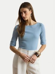 LAUREN RALPH LAUREN Bluzka 200654963201 Niebieski jasny Slim Fit. Niebieskie bluzki damskie Lauren Ralph Lauren, m, bez wzorów, z bawełny, bez kołnierzyka, bez ramiączek. Za 289.99 zł.