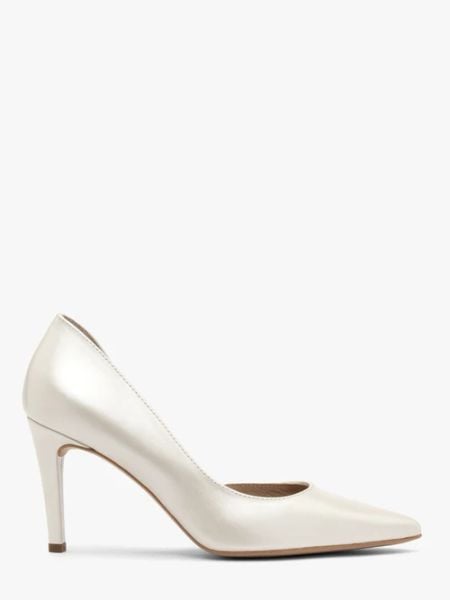 Perłowe czółenka na szpilce. Brązowe czółenka damskie Ryłko, bez wzorów, ze skóry, bez obcasa, na szpilce. W wyprzedaży za 299.99 zł.