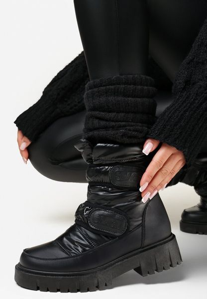 Czarne Śniegowce na Rzepy Theman. Czarne śniegowce damskie Born2be, za kostkę. Za 119.99 zł.