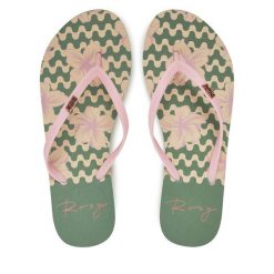 Japonki Roxy. Czerwone klapki damskie Roxy, bez wzorów, bez obcasa, bez zapięcia. Za 49.99 zł.