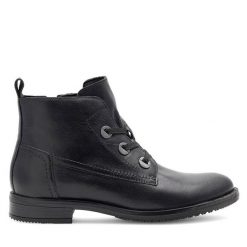 Trzewiki Lasocki. Czarne botki damskie Lasocki, bez obcasa, na płaskiej podeszwie, bez zapięcia. Za 249.99 zł.