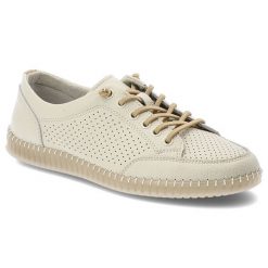 Półbuty damskie Vinceza, cholewka ze skóry naturalnej na płaskiej podeszwie z klasycznym sznurowaniem, beżowe, 79598. Brązowe półbuty damskie VINCEZA, bez wzorów, ze skóry, bez obcasa, na płaskiej podeszwie, bez zapięcia. Za 144.90 zł.