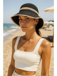 Lucky Bees Kapelusz przeciwsłoneczny w kolorze granatowym rozmiar: onesize. Niebieskie kapelusze damskie Lucky Bees, bez wzorów, z materiału. Za 73.99 zł.