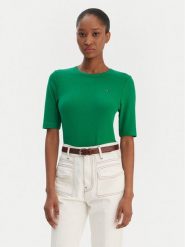 Tommy Hilfiger T-Shirt WW0WW47308 Zielony Slim Fit. Zielone t-shirty damskie Tommy Hilfiger, xl, bez wzorów, z wiskozy, bez kołnierzyka. Za 249.99 zł.